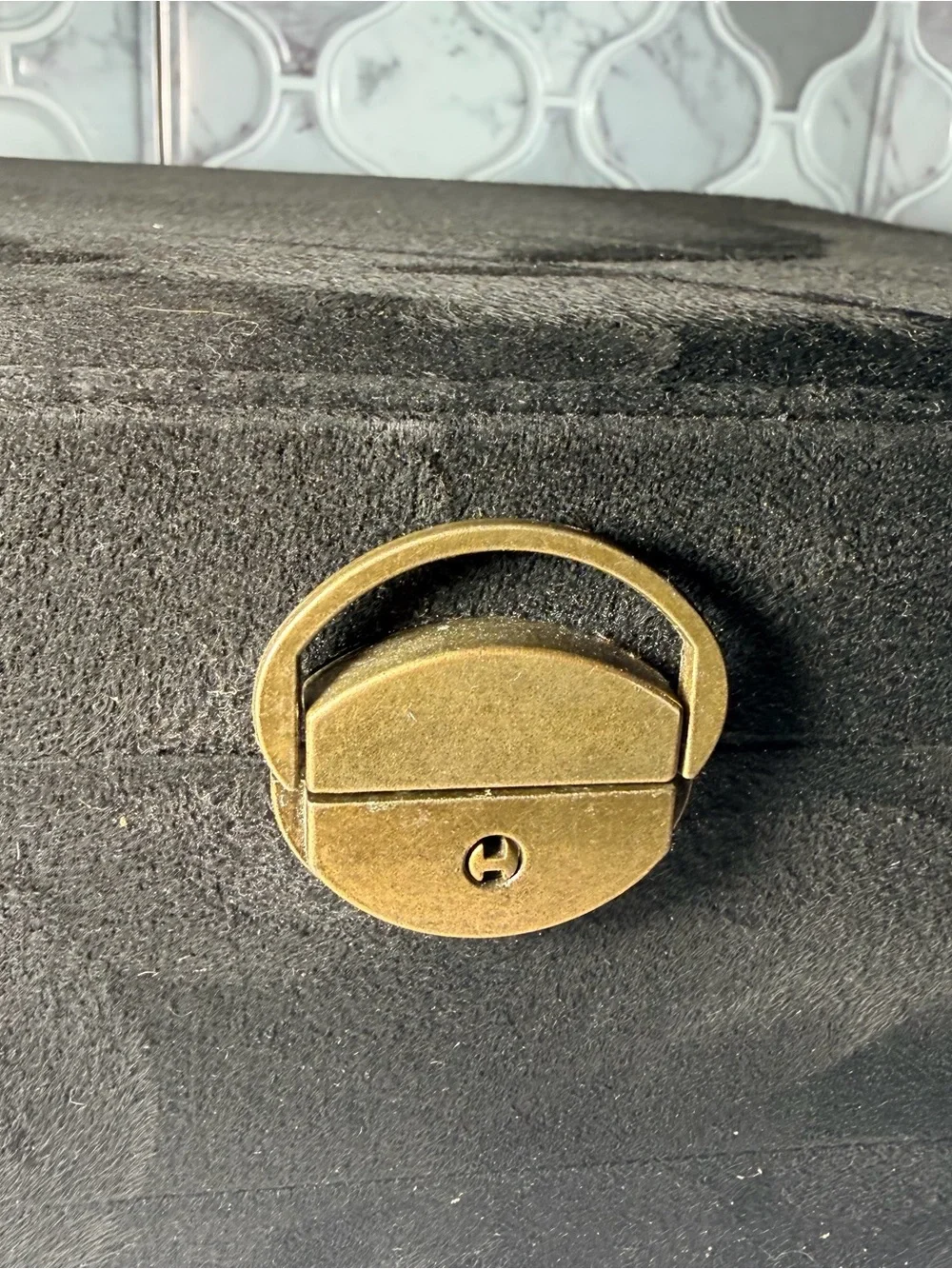 Black Men's Jewelry Storage Case with Ring Slots and Earring Panel